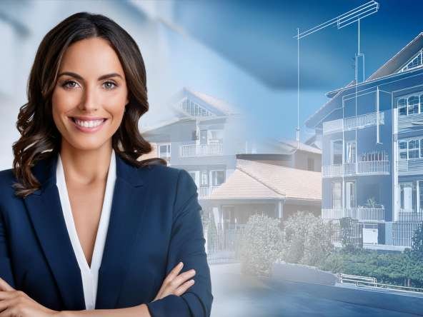 MUJER CON UN GRAFICO DE UNA CASA